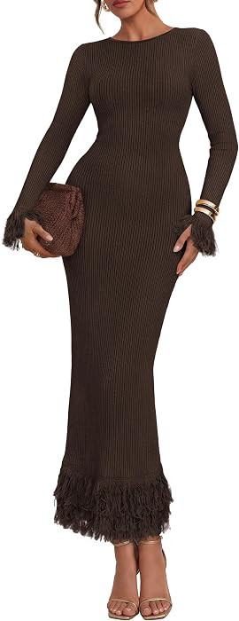 PRETTYGARDEN Womens Long Sleeve Bodycon Sweater Dress | Amazon (US)