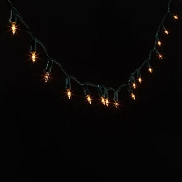 100ct Incandescent Smooth Twinkling Mini String Lights Clear with Green Wire - Wondershop™ | Target