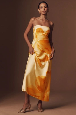 Hutch Strapless Column Satin Maxi Dress | Anthropologie (US)