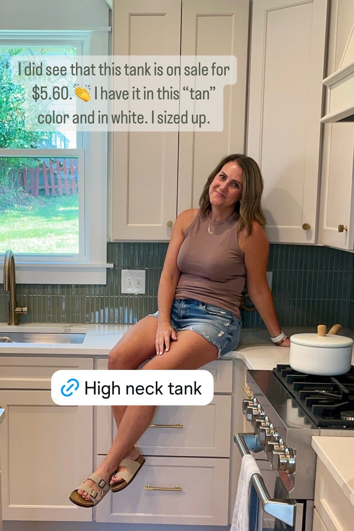 I did see that this tank is on sale for $5.60.👏 I have it in this “tan” color and in white. I sized up.