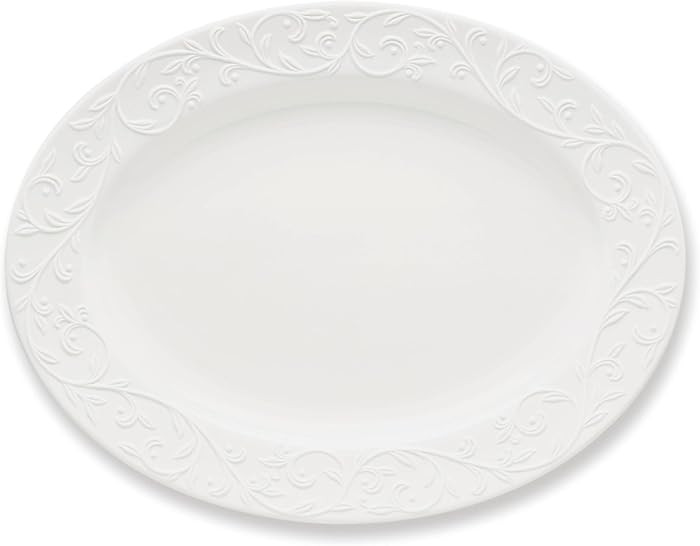 Lenox Opal Innocence Carved Large Oval Platter -,White | Amazon (US)