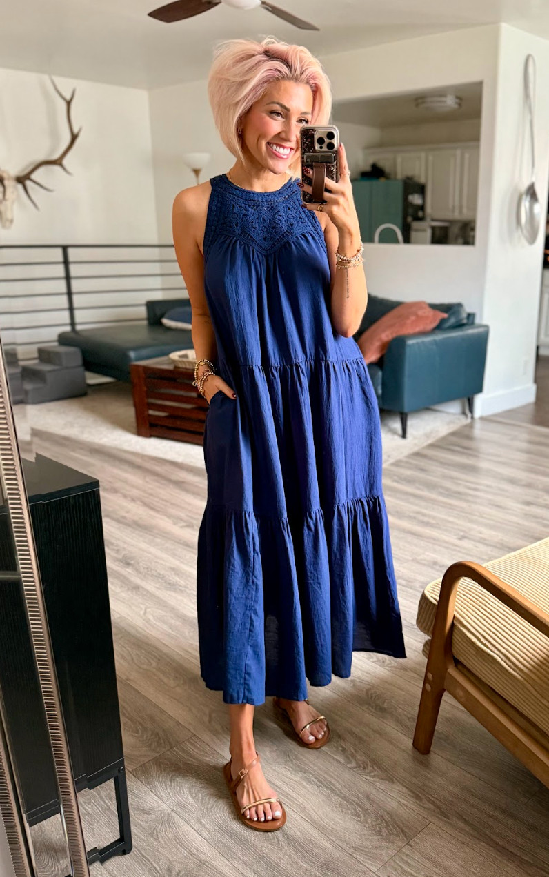 This dress is easy and breezy AND it has pockets! Dress: Small // Shoes: TTS 

 #LTKootd #LTKOver40 #LTKSaleAlert