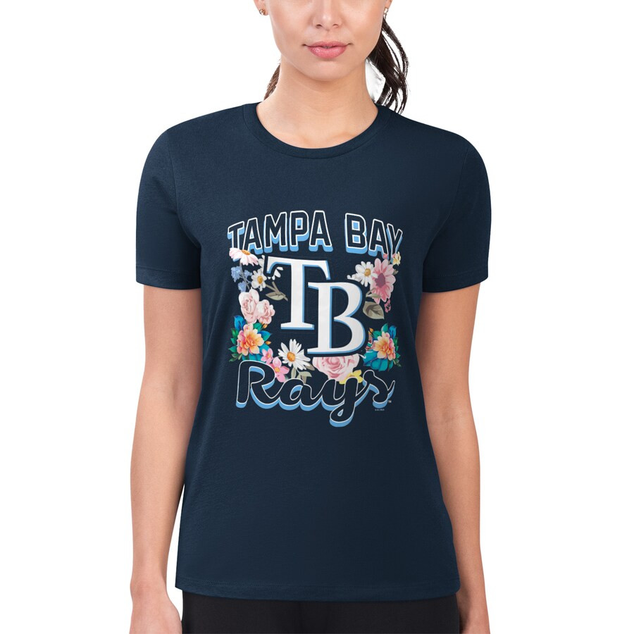 Tampa Bay Rays G-III 4Her by Carl Banks Women's Flowers Graphic Fitted T-Shirt - Navy | Fanatics