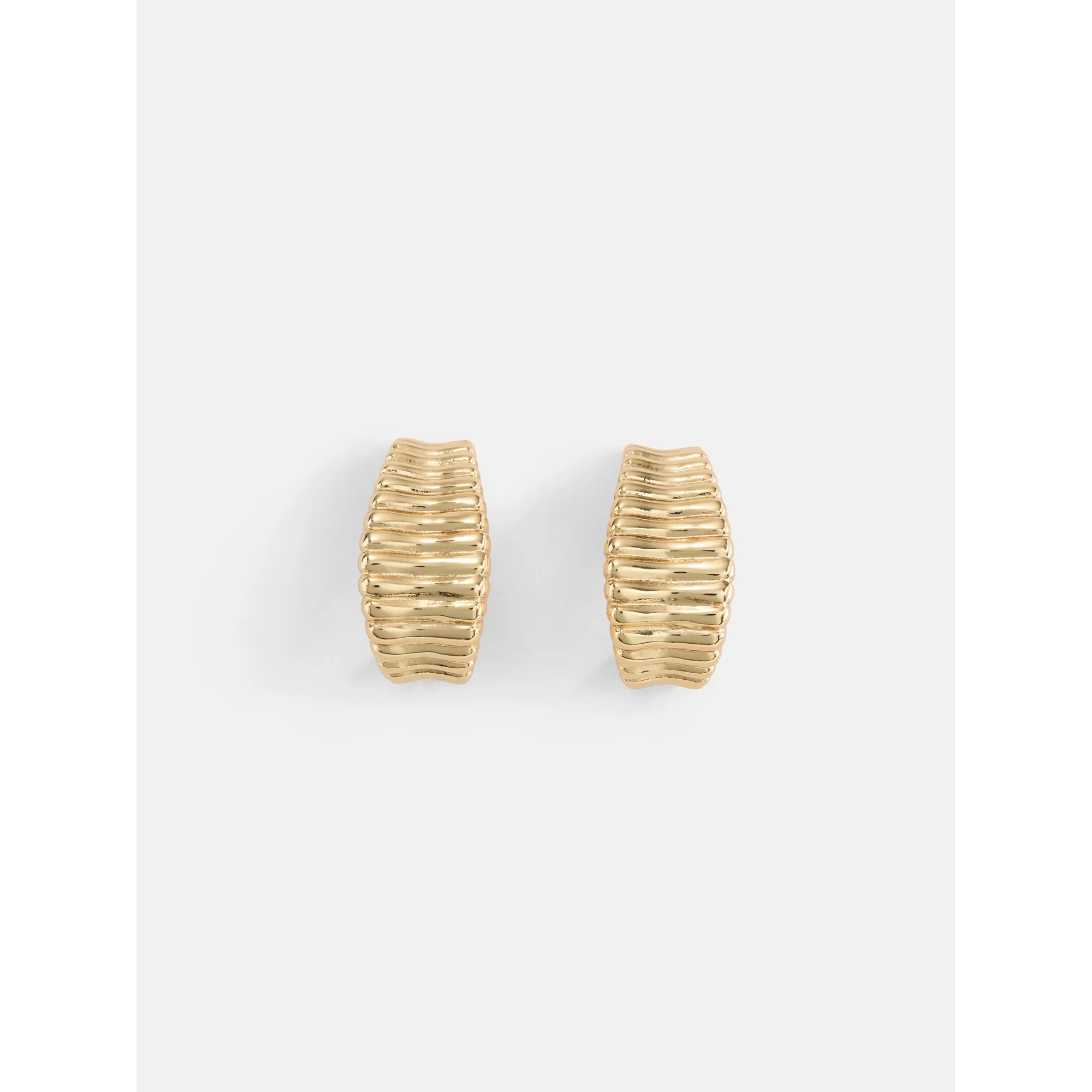 Free Assembly Women's Ribbed Goldtone J Hoop Earrings | Walmart (US)