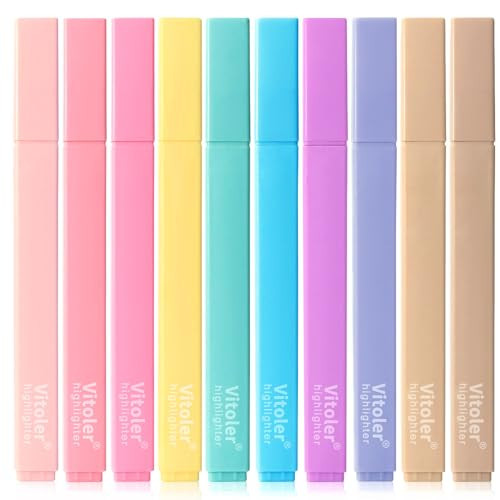 Vitoler Aesthetic Highlighters, Pastel Color, No Bleed, Chisel Tip 10Pcs | Amazon (US)
