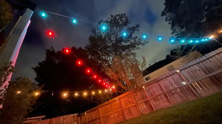 If this ain’t Texas I don’t know what is. Fun colored light bulbs can totally set a mood. The colors can be changed out in support of sports teams or just because!

I think the red and blue string lights give our yard a real summer cookout kind of vibe. 

#LTKSeasonal #LTKhome