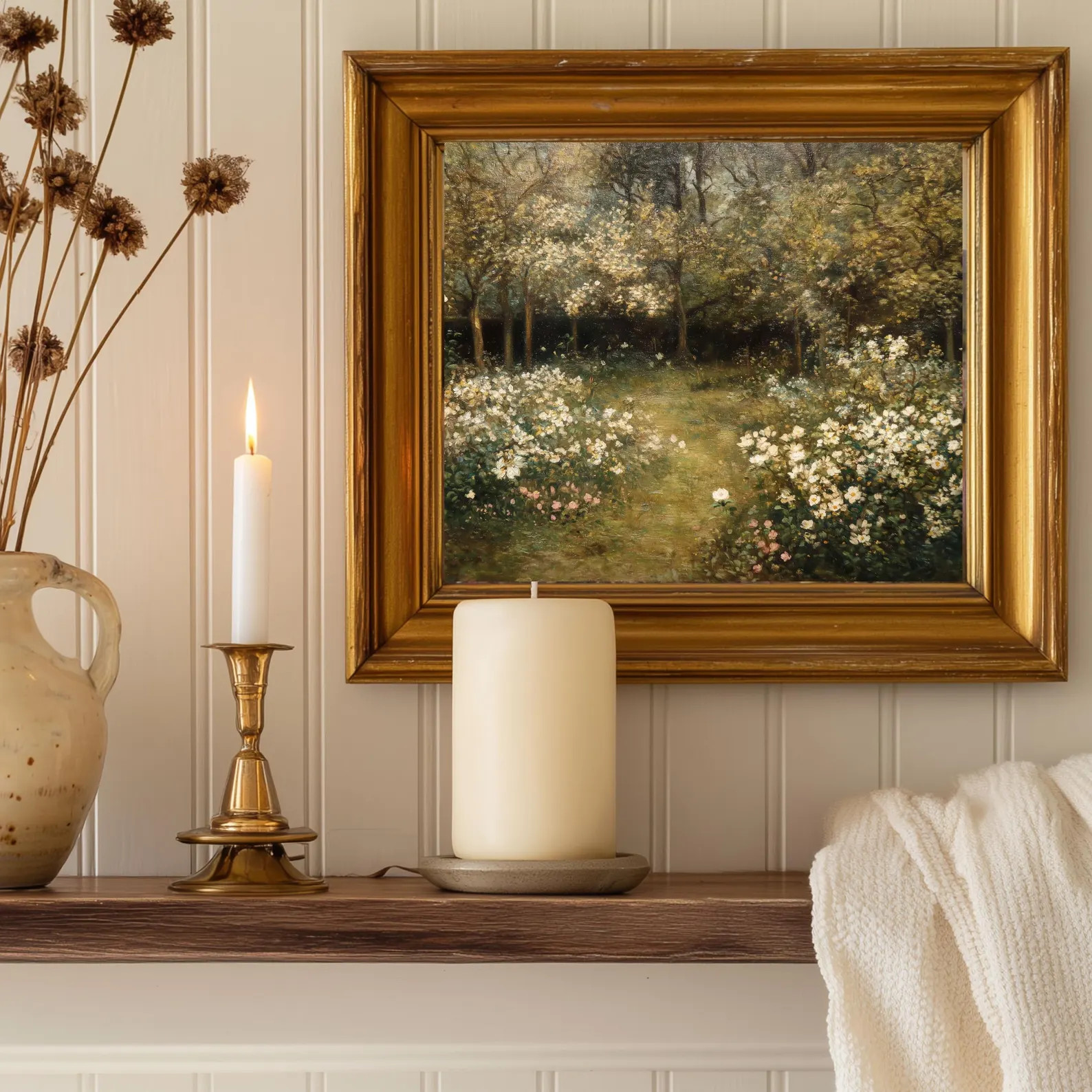 Romantic Garden Landscape Art Print | Vintage Floral Field Painting | Cottagecore Wall Decor | Di... | Etsy (US)