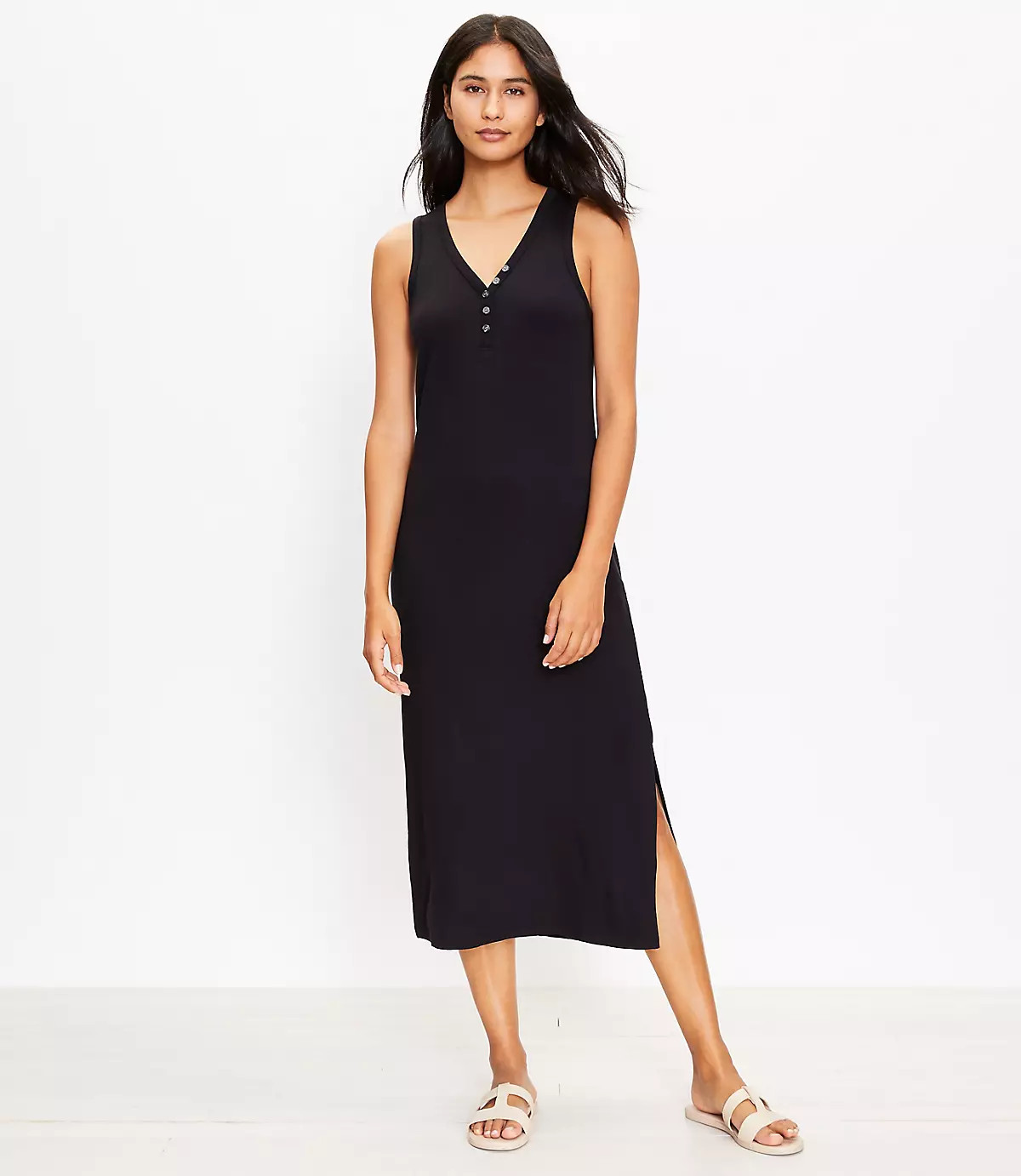 Lou & Grey Signature Softblend Lite Henley Midi Dress | LOFT