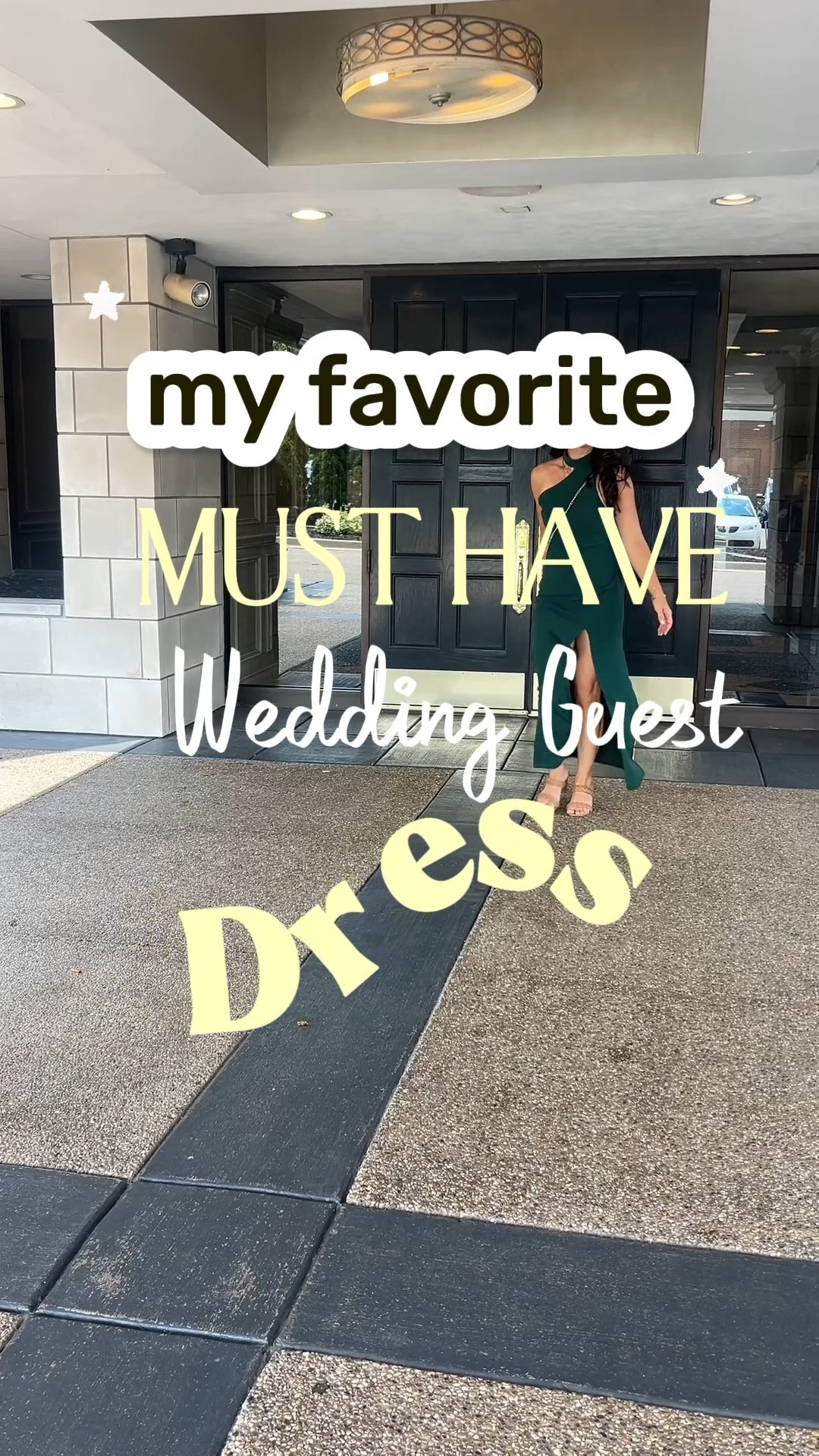 Here it is folks! The dress I’ve worn three times and have gotten so many compliments every time I wore it. Amazon special! That pop of green speaks confidence. I am a petite athletic body size small 5‘4“ 128 pounds. #amazonfinds #weddingguest #whattowearwedding