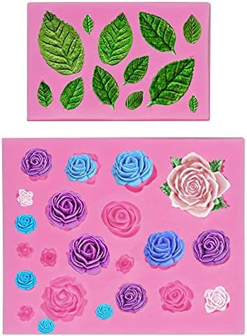 Mity rain Roses Collection Fondant Mold-Rose Flower and Leaves Shapes Silicone Mold for Sugarcraft C | Amazon (US)