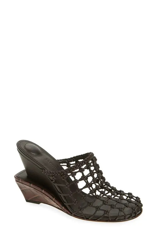 Jacquemus Doubles Tresses Stacked Wedge Sandal in Dark Brown at Nordstrom, Size 8Us | Nordstrom