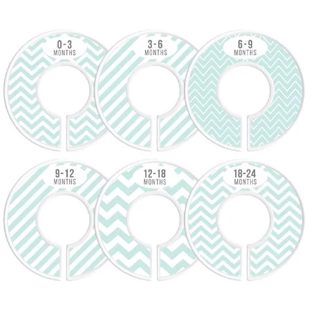 Baby Closet Size Dividers Mint Set of 6 Organizers BoyStripe Chevron | Walmart (US)