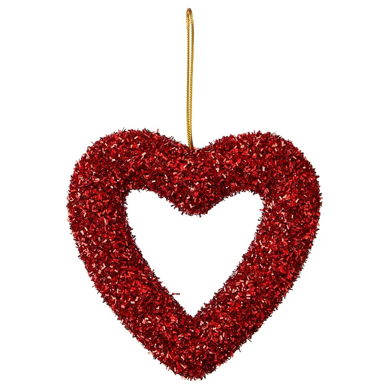 Tinsel Heart Ornament Hanging Decoration, Red, 6", Valentine's Day by Way To Celebrate | Walmart (US)
