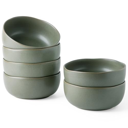 AmorArc Stoneware Cereal Bowls for Kitchen, 28oz Large Ceramic Soup Bowls Set of 6 for Meal Soup Snacks, Oven,Dishwasher&Microwace Safe Kitchen Bowls with Wavy Rim, Reavtive Glaze | Amazon (US)