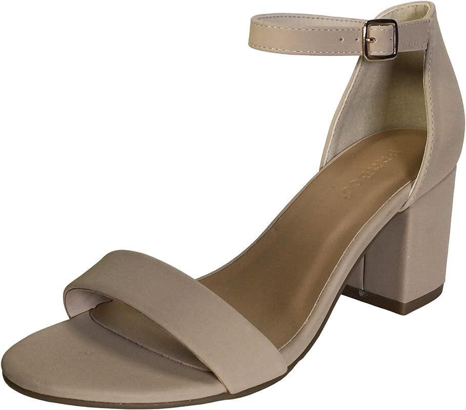 BAMBOO Women's Block Heel Sandal with Ankle Strap | Amazon (US)
