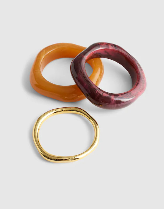 Three-Pack Sculptural Resin Bangle Bracelet Set | Madewell