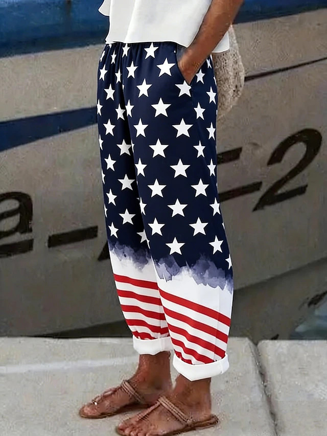 Independence Day PatrioticWomen's Pants Trousers Casual Pants Vacation Vintage Ethnic Style Full ... | Lightinthebox