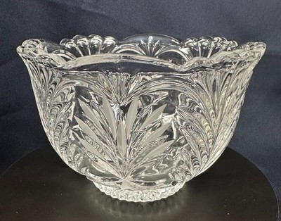 Vintage MCM Full 24% Lead Crystal Fifth Avenue Scalloped Bowl Made in Poland | eBay US