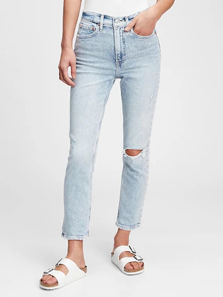 High Rise Destructed Cigarette Jeans | Gap (US)