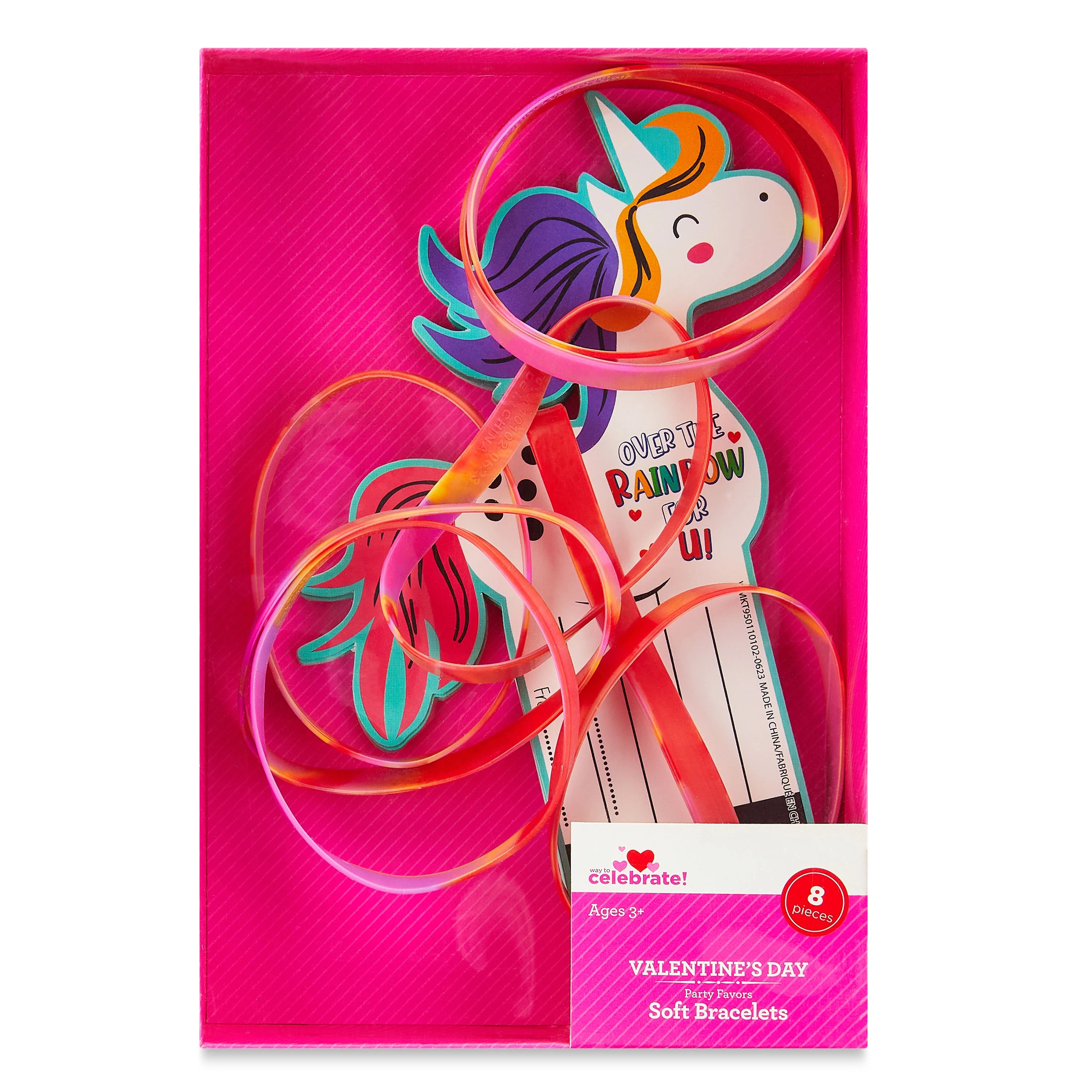 Valentine's Day Multicolor Soft Plastic Bracelets with Greeting Cards, 8 Count, by Way To Celebra... | Walmart (US)