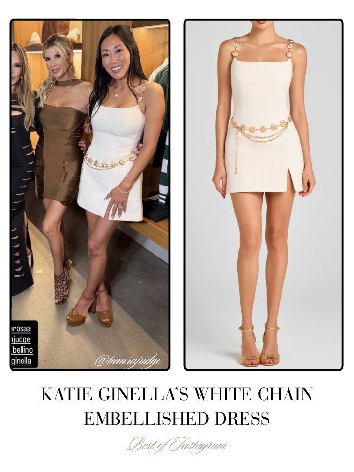 Katie Ginella's White Chain Embellished Dress 📸= @tamrajudge 

 