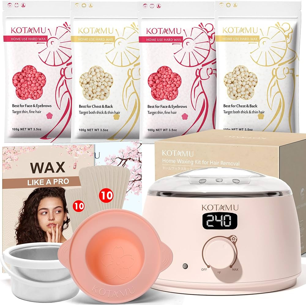KOTAMU Wax Kit Pink Digital Hair Removal Waxing Kit for Women & Men Hot Wax Warmer Pot for Face, ... | Amazon (US)