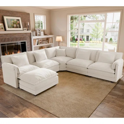 Modular Sectional Sofa, Comfy Cloud Couch With Movable Ottoman, Deep Seat Couch Sofa-Chenille | Wayfair North America