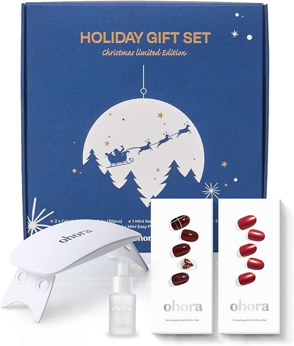 ohora Semi Cured Gel Nail Strips ([2025 Christmas Set] N Tartan Bustier & N Red Chrome) - Works w... | Amazon (US)