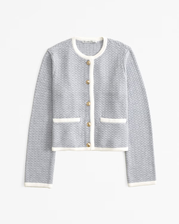 Women's Textural Crew Sweater Jacket | Women's Matching Sets | Abercrombie.com | Abercrombie & Fitch (US)