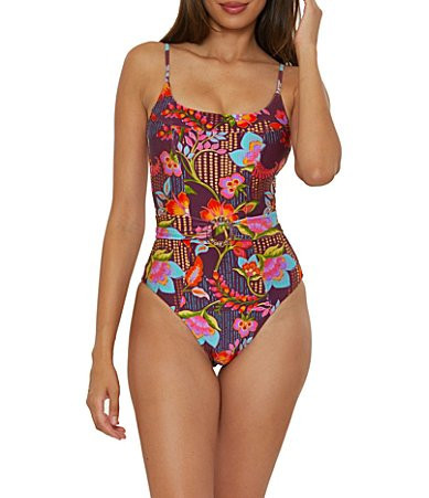 Becca By Rebecca Virtue Portofino Makenna Corset Marbleized Ring Belt One Piece Swimsuit - S | Dillard's