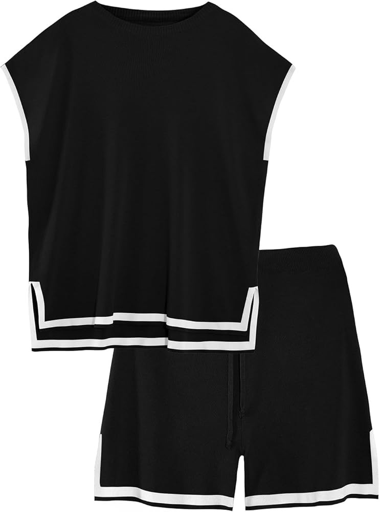 BBO Women 2 Piece Outfits Sweater Sets Pajamas Set Lounge Sets Short Sleeve Knit Pullover Tank To... | Amazon (CA)
