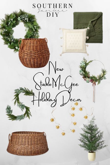 Newly Released Studio McGee Holiday Decor: Christmas decor, holiday home finds, greenery, wreaths, garland, throw pillows, mini trees, woven baskets 

#LTKhome #LTKHoliday #LTKSeasonal