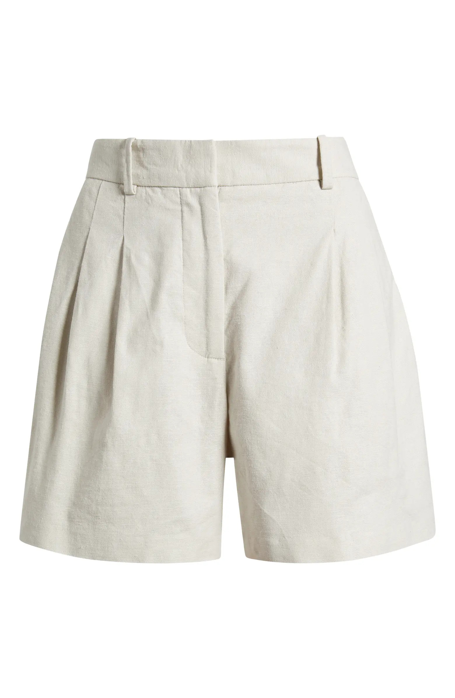 Everyday Pleated Linen Blend Shorts | Nordstrom