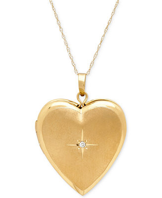 Diamond Accent Heart Locket 18" Pendant Necklace in 10k Gold | Macy's