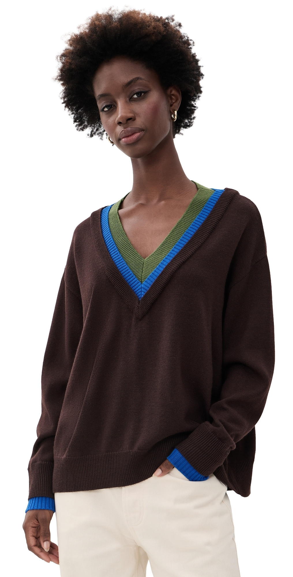 STAUD Norman Sweater Dark Oak Multi L | Shopbop