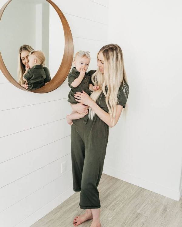 Lindie Mommy & Me Boiler Jumpsuit - Forest Green | Bailey's Blossoms