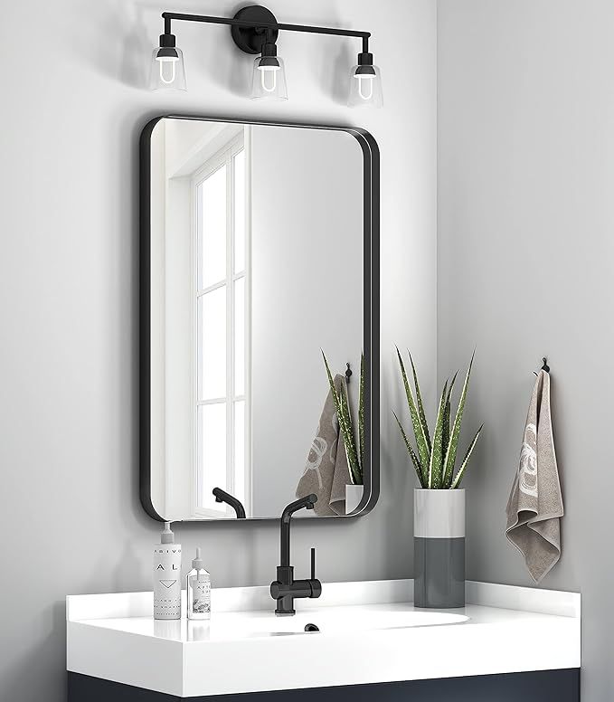 NXHOME Rectangle Metal Frame Wall Mirror for Bathroom 24 x 36 Inch Wall Mounted Vanity Mirror Rou... | Amazon (US)