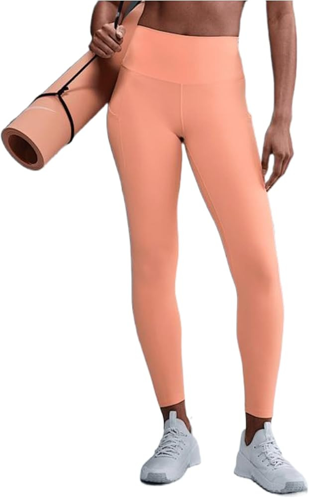 Nike One Women's High-Waisted 7/8 Leggings with Pockets (FN3241-844, Apricot Agate/Black) | Amazon (US)