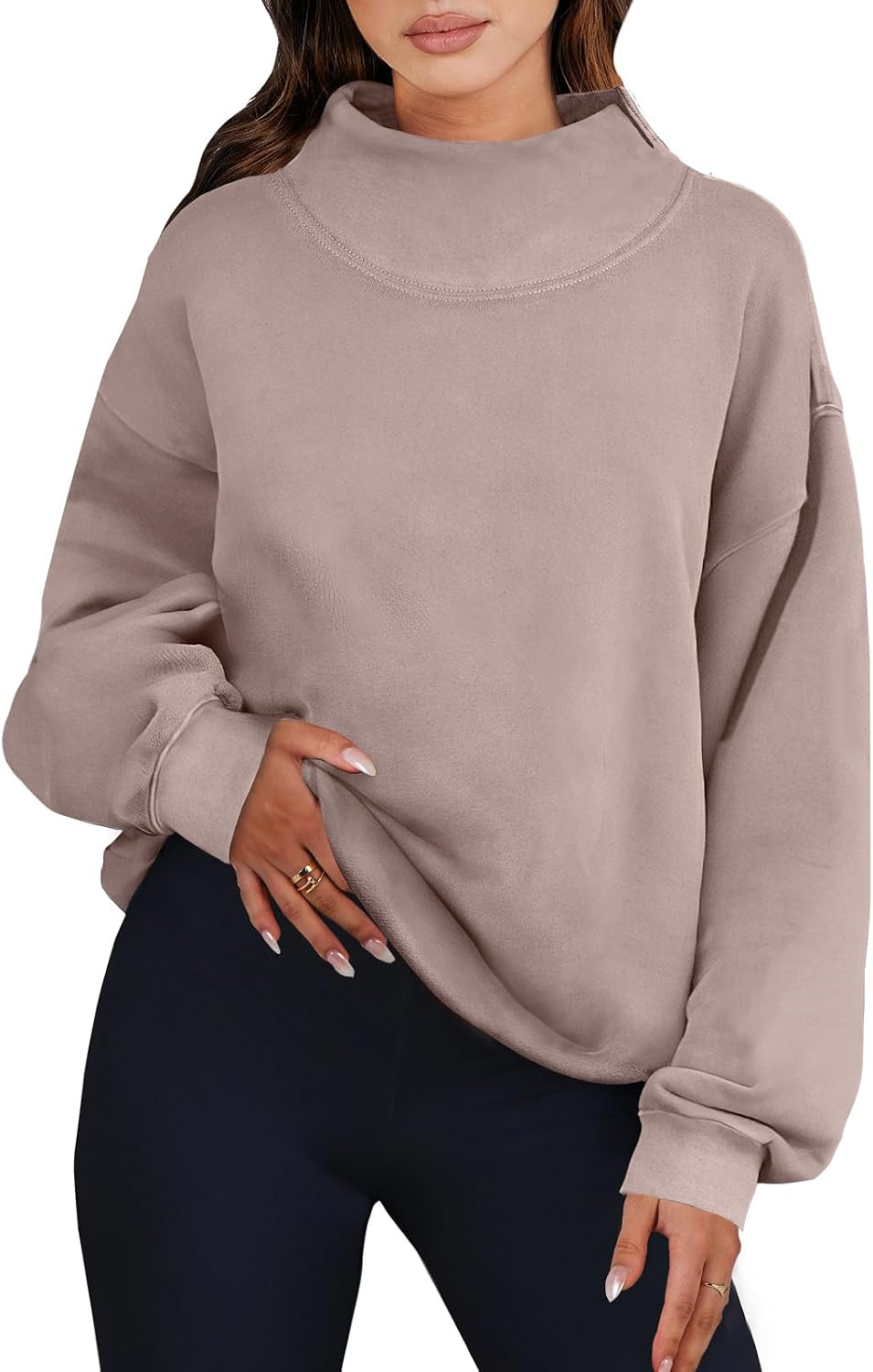 ANRABESS Womens Mock Neck Sweatshirt Oversized Pullover | Amazon (US)