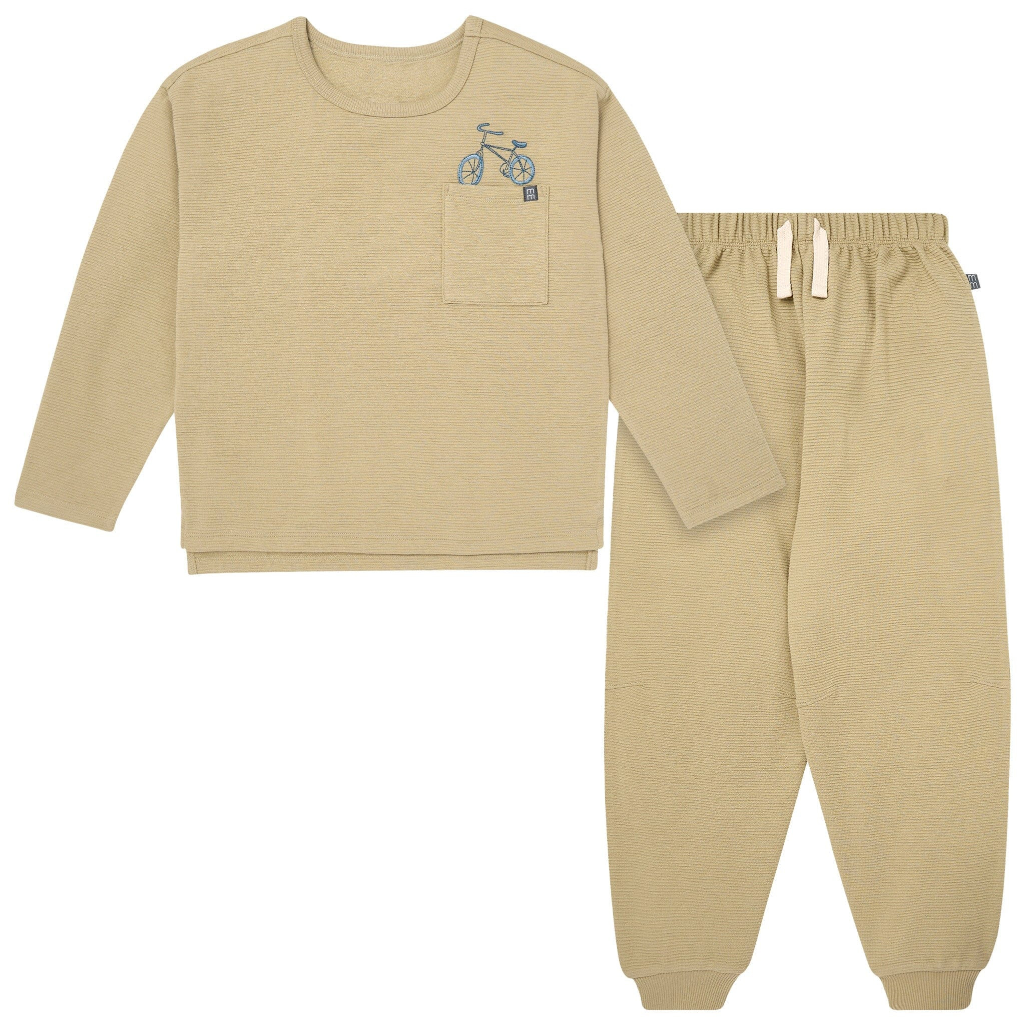 2-Piece Boys Olive Grey Bicycle Long Sleeve T-Shirt and Jogger Set | Gerber Childrenswear