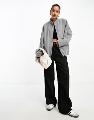 River Island – Bomberjacke in Grau aus Wollimitat | ASOS (Global)