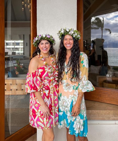 Laura Lily wearing a Floral dresses in Hawaii for vacation outfit ideas. 

Dress: Beyond by Vera and Farm Rio

Floral headbands by a local Hawaiian florist. 
Vacation outfit ideas, tropical print dresses, 