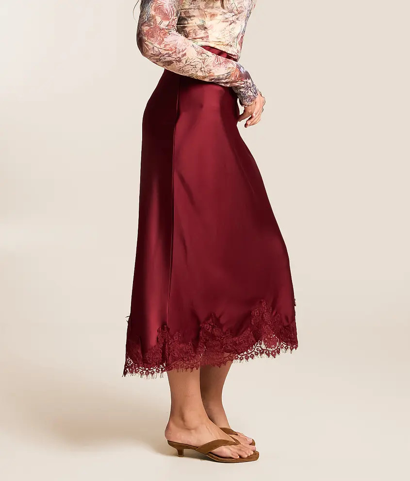 Satin Midi Slip Skirt | Buckle