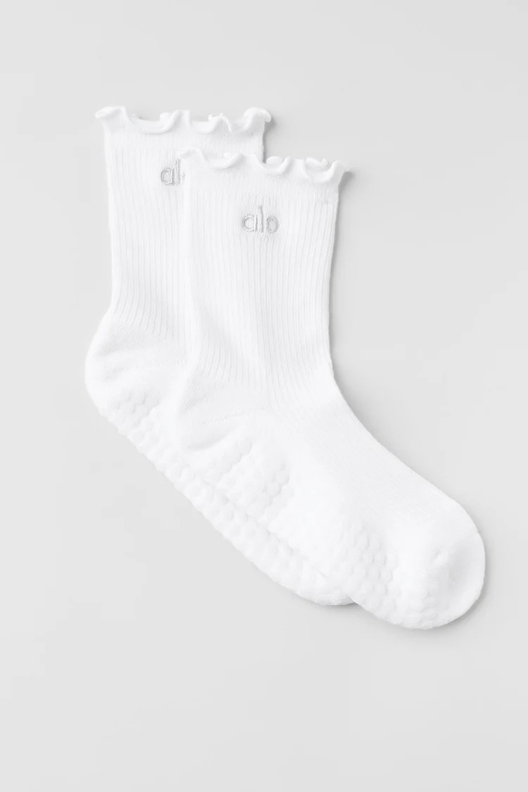 Lettuce Edge Grip Sock - White | Alo Yoga (US)