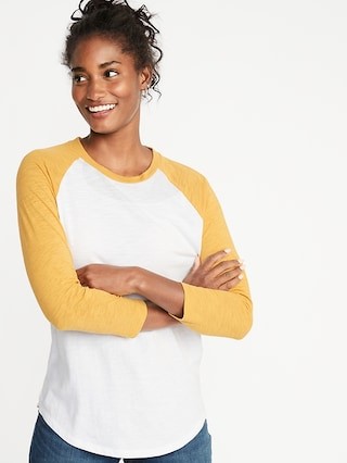 Slub-Knit Color-Blocked Raglan-Sleeve Tee for Women | Old Navy US