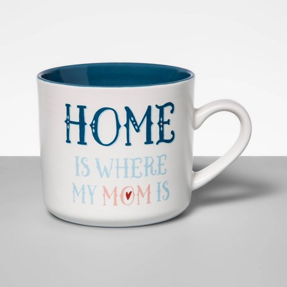 16oz Stoneware Home Is Where Mom Is Mug White - Opalhouse™ | Target