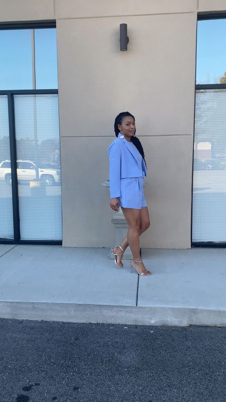 Playful shorts suit! Pastel blue and ready for business  

#LTKstyletip #LTKshoecrush #LTKSeasonal