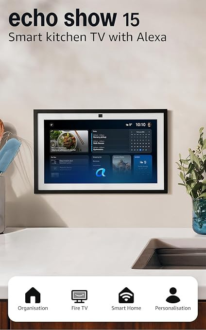 Amazon Echo Show 15 (newest gen), Full HD 15.6" smart display with built-in Fire TV and Alexa Voi... | Amazon (UK)