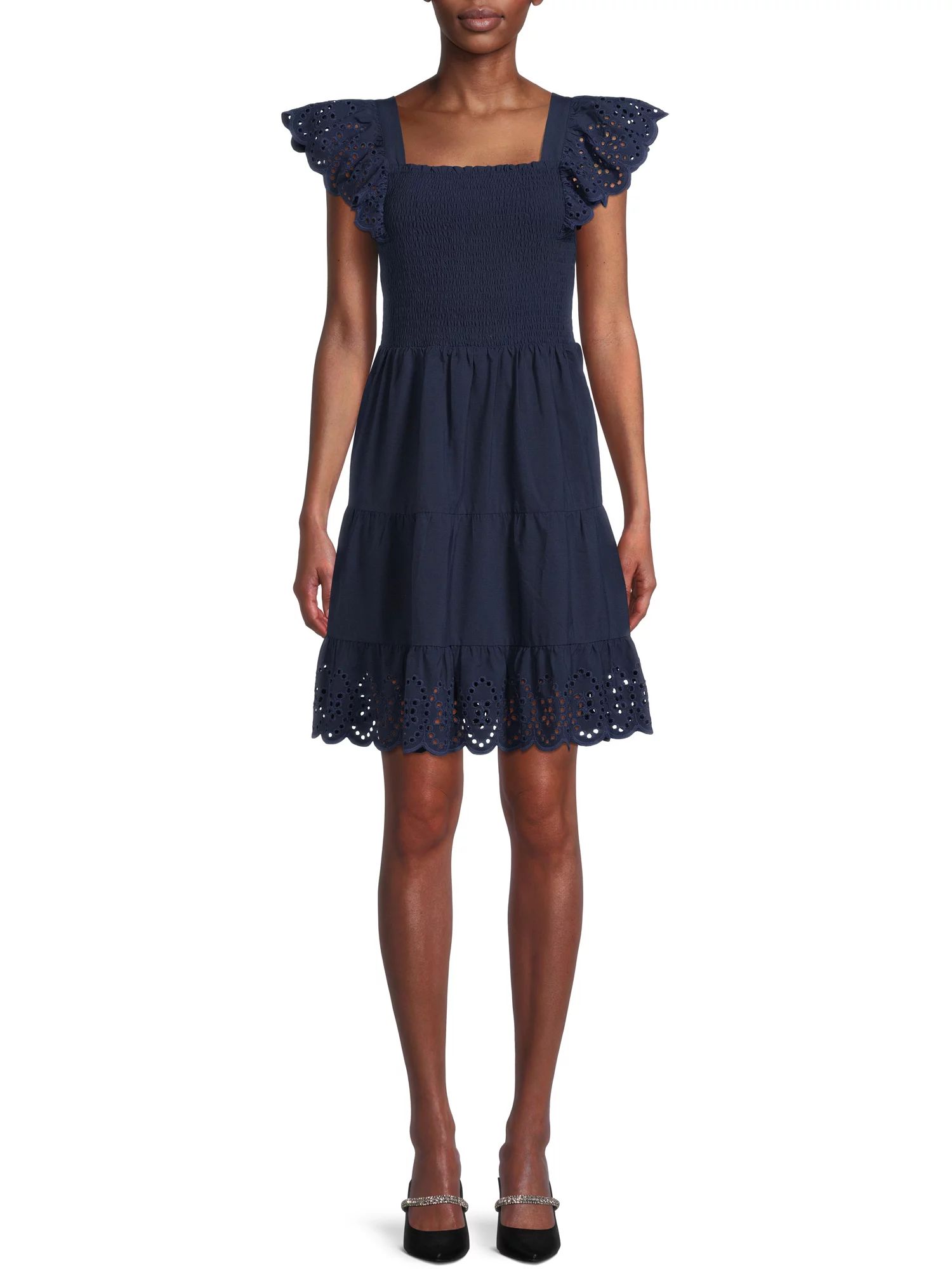 Time And Tru Women's Smocked Eyelet Dress | Walmart (US)