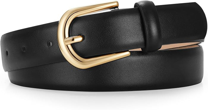 JASGOOD Leather Belt Women Belts for Jean Pants with Gold Buckle Fashion Ladies Waist Belt | Amazon (US)